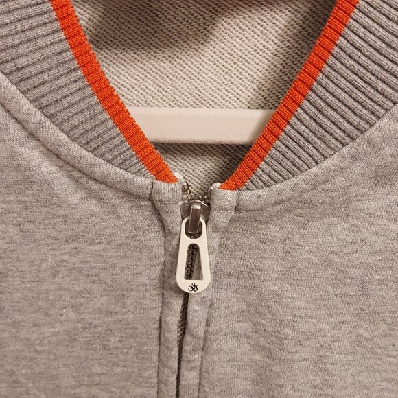 Scotch & Soda Grey/Orange New Men’s L Full Zip Bomber Sweatshirt - Picture 8 of 11